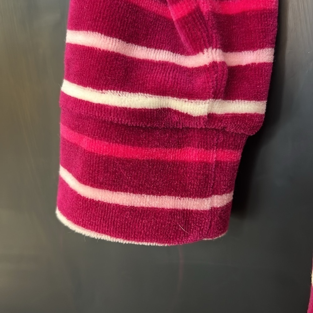 Hanna Andersson Girls Size 6-7 Pink White Dress Striped Terri Cloth Long Sleeve - Picture 4 of 5